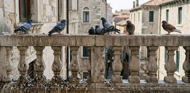 Balcon souillé par les pigeons