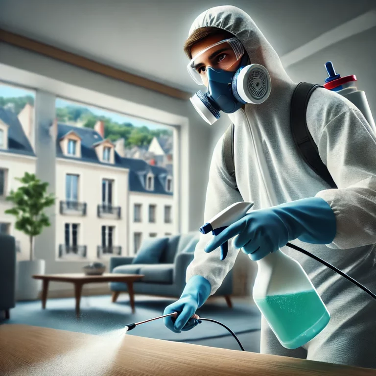 Application de produits biocides pour éliminer les germes et bactéries.