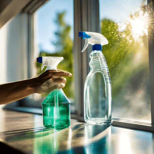 Nettoyeur professionnel nettoyant des vitres avec des équipements spécialisés pour un résultat sans traces.