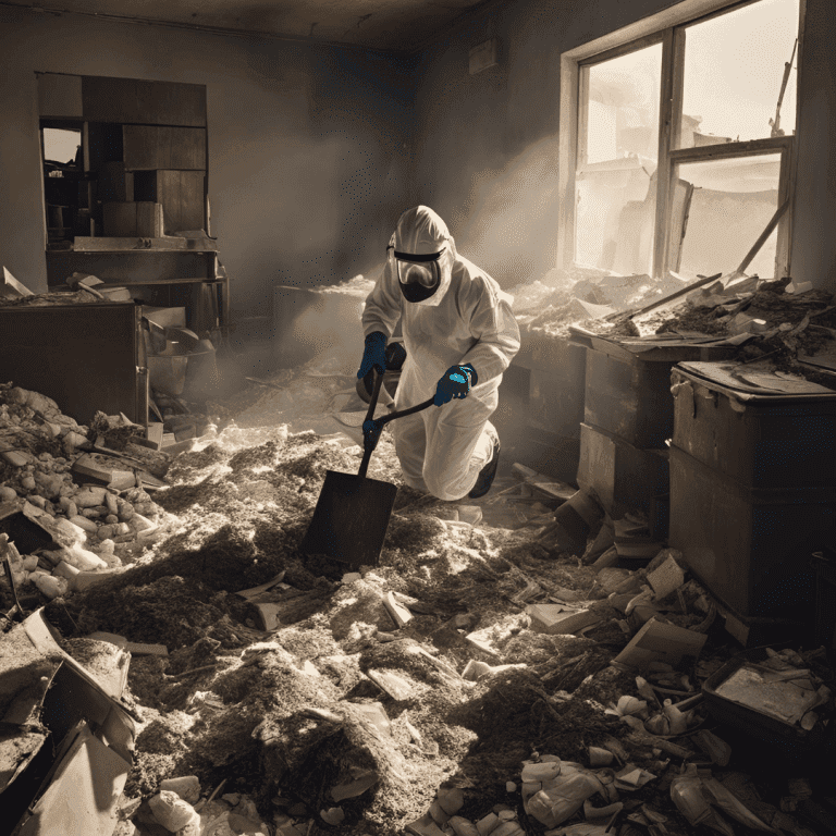 Équipe de professionnels de Speed 3D Désinfection effectuant un nettoyage extrême dans un logement insalubre