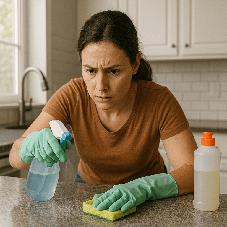 Femme en crise de panique à la vue d’une chambre légèrement désordonnée
