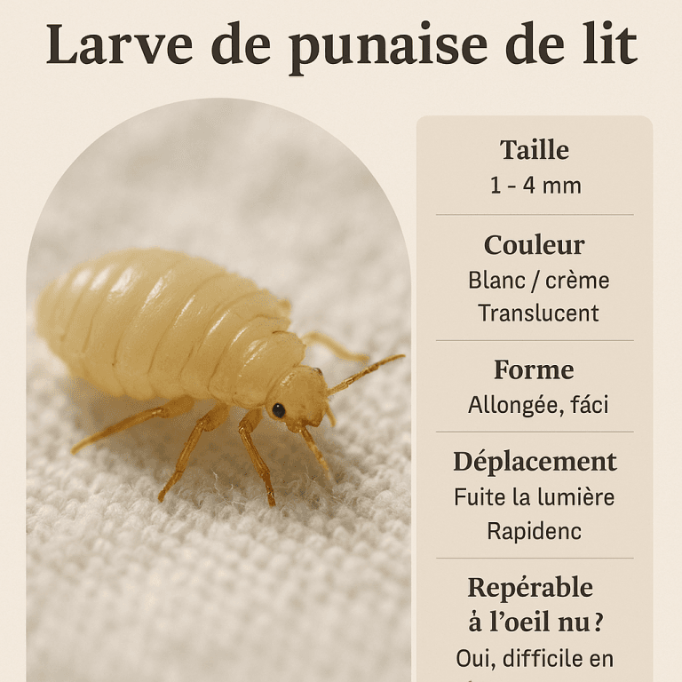 infographie descriptive d'une larve de punaise de lit en français