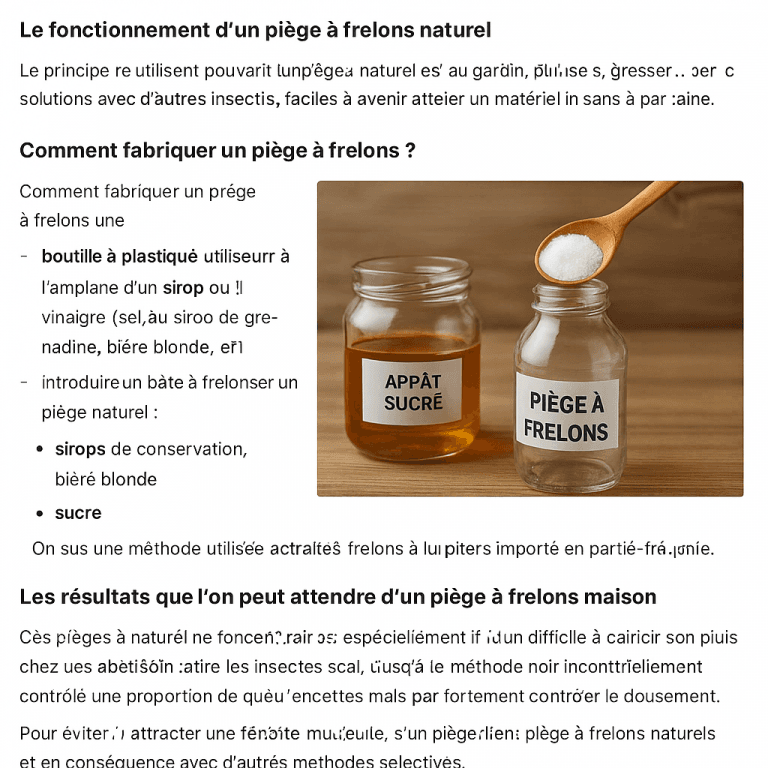 Capture d’un article illustré sur la fabrication d’un piège à frelons avec pots d’appât sucré et de sucre