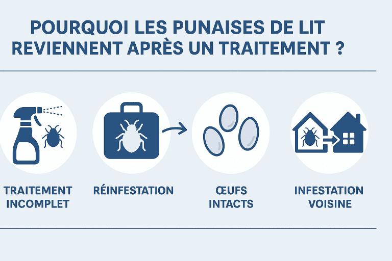 Infographie simple expliquant les raisons du retour des punaises de lit