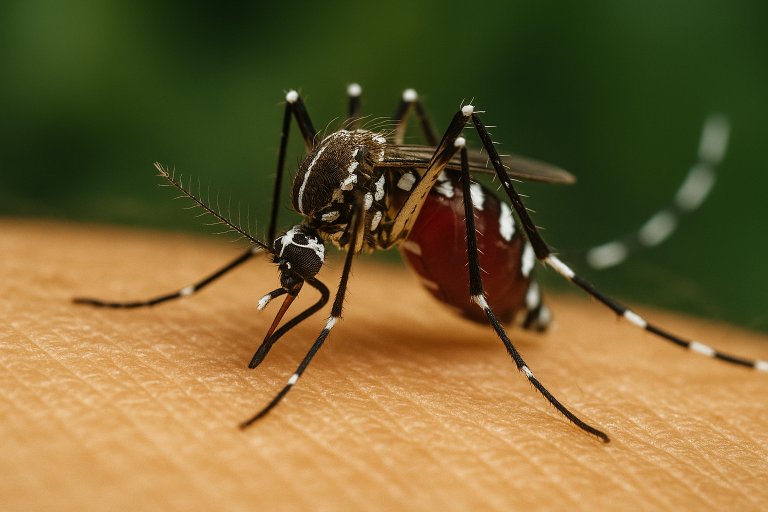 Technicien Speed 3D Désinfection en combinaison pulvérisant un traitement anti-moustiques tigres dans un jardin à Menton